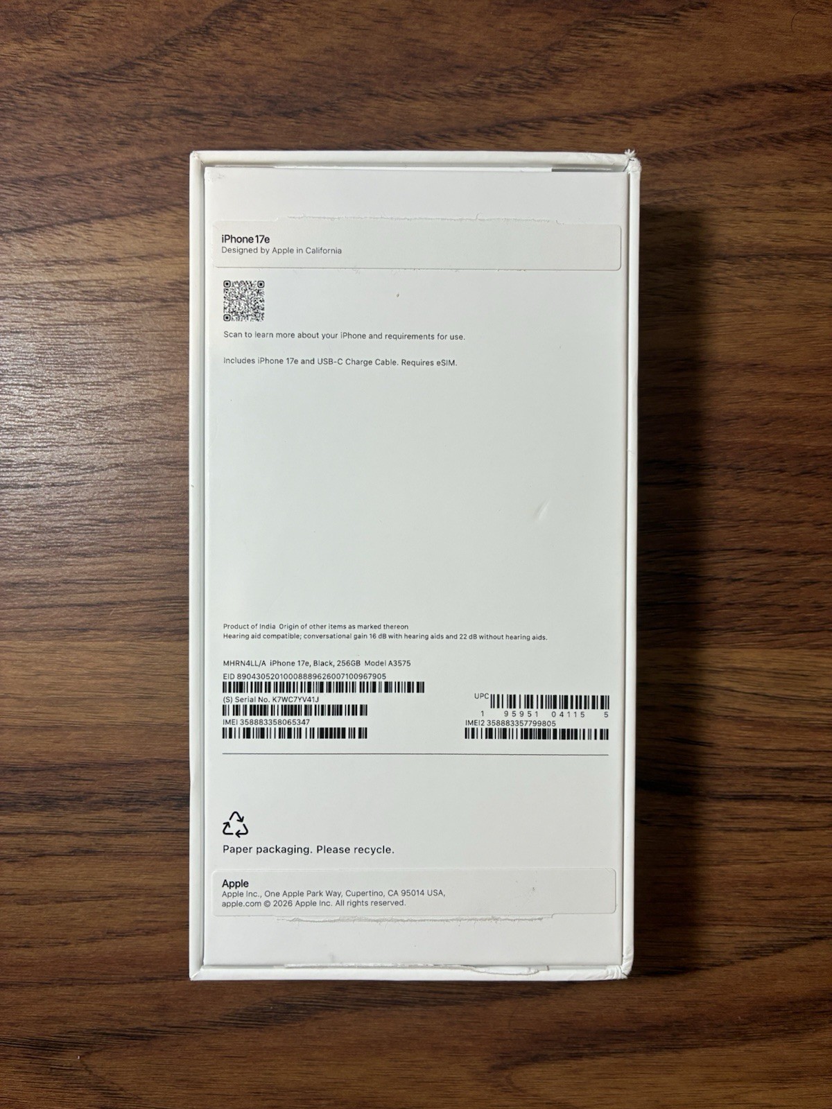 NEW Apple iPhone 17e 256GB Black Color *T-Mobile Locked* MHRN4LL/A A3575