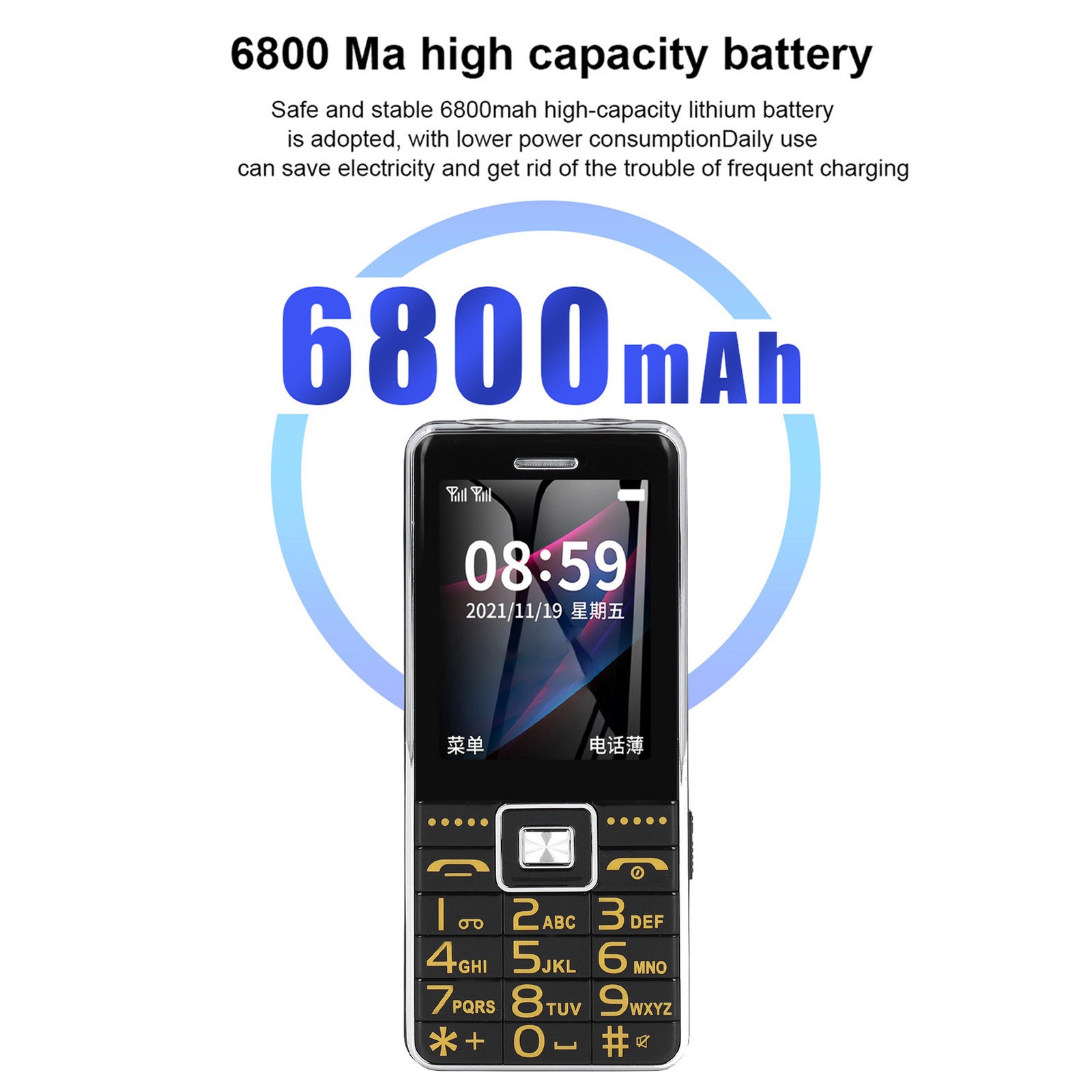 Big Button Cell Phone 2.4in Screen GSM Network 3 Card Slot Video Blutooth FM