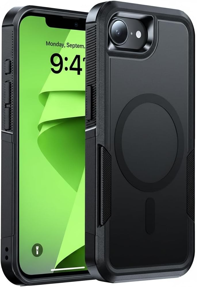 Military-Grade Dual-Layer Shockproof Magnetic Case for iPhone 17e, Heavy Duty Bl