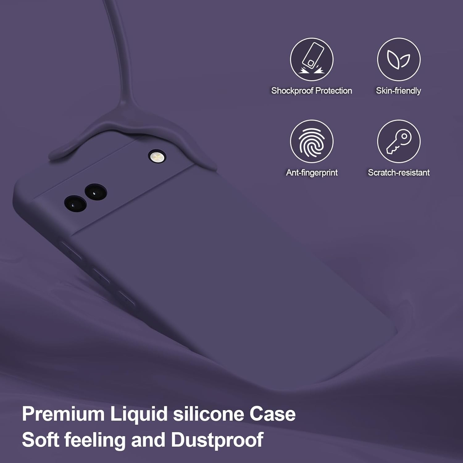Case for Google Pixel 6A, Soft Silicone Shockproof Slim Cover, Deep Purple