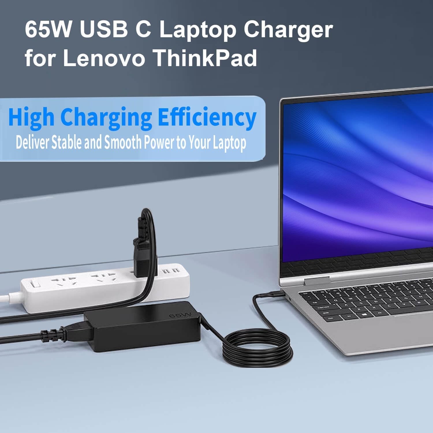 65W USB-C Fast Charger Adapter for Lenovo Thinkpad/Yoga T480 T490 T14 T15
