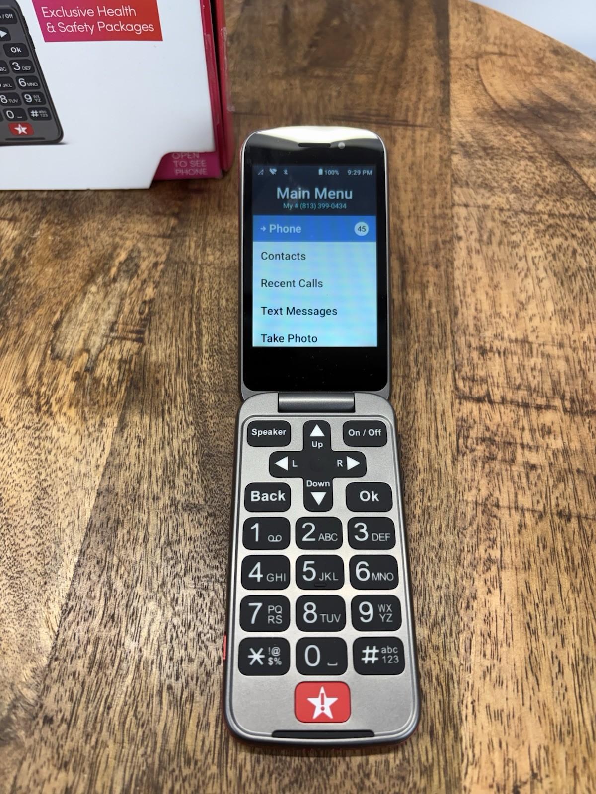 Jitterbug Lively Red Flip 2 Cell Phone with Cord For Seniors