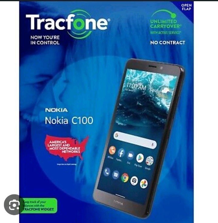TracFone Nokia C100, 32GB, 4G LTE, Black – Prepaid Smartphone (Locked) NIB