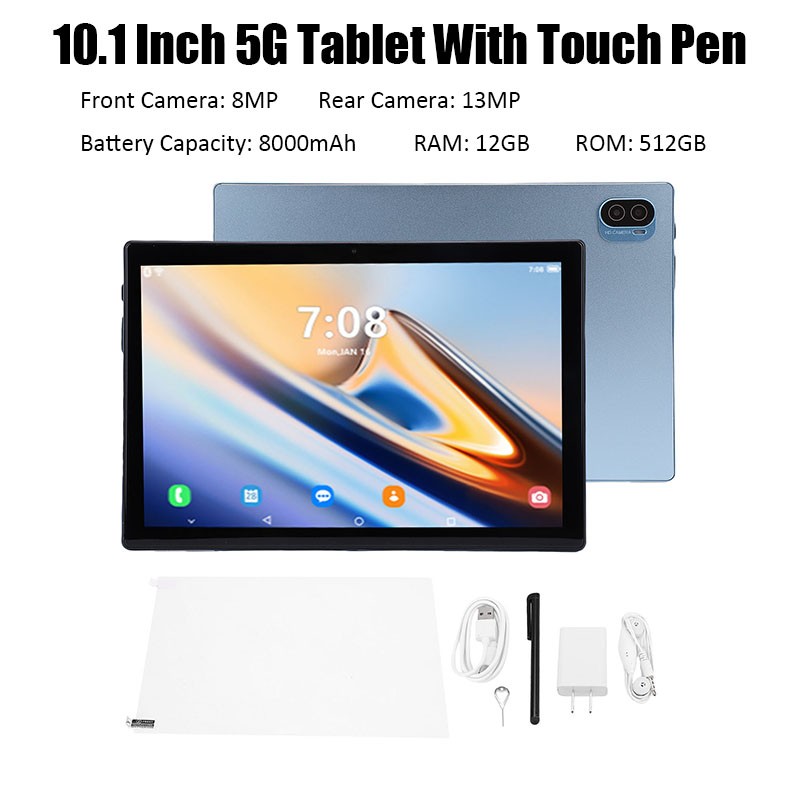 10.1 Inch 5G Tablet Support For 1412GB RAM 512GB ROM 8MP 13MP Cameras G9