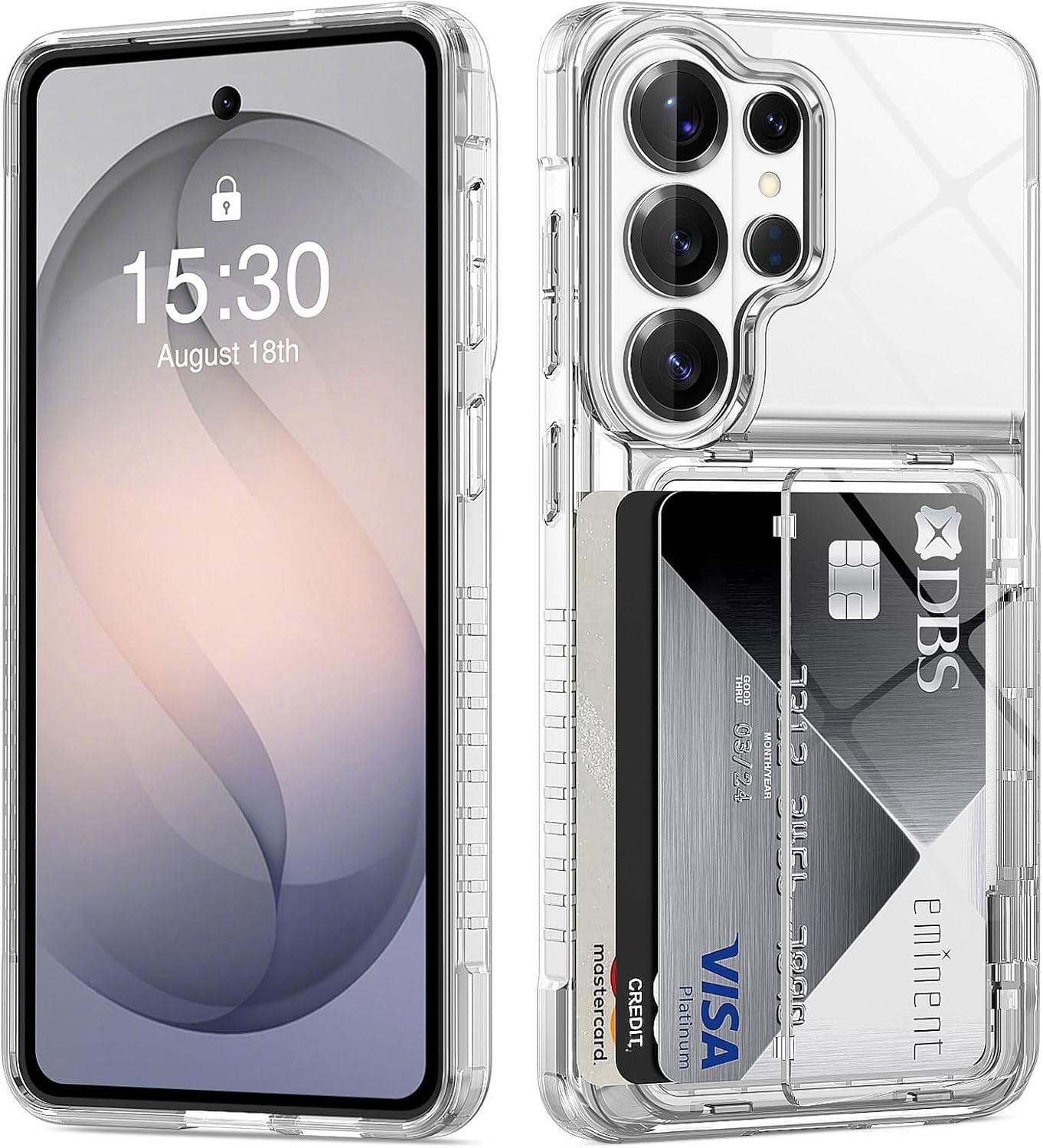 Samsung Galaxy S26 Ultra Case Wallet Clear Case with Card Holder Heavy Duty Cove