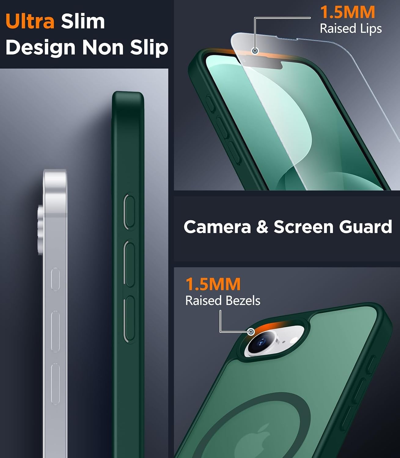 for iPhone 16e Case for iPhone 17e Case, Magnetic Translucent Matte Case, Forest