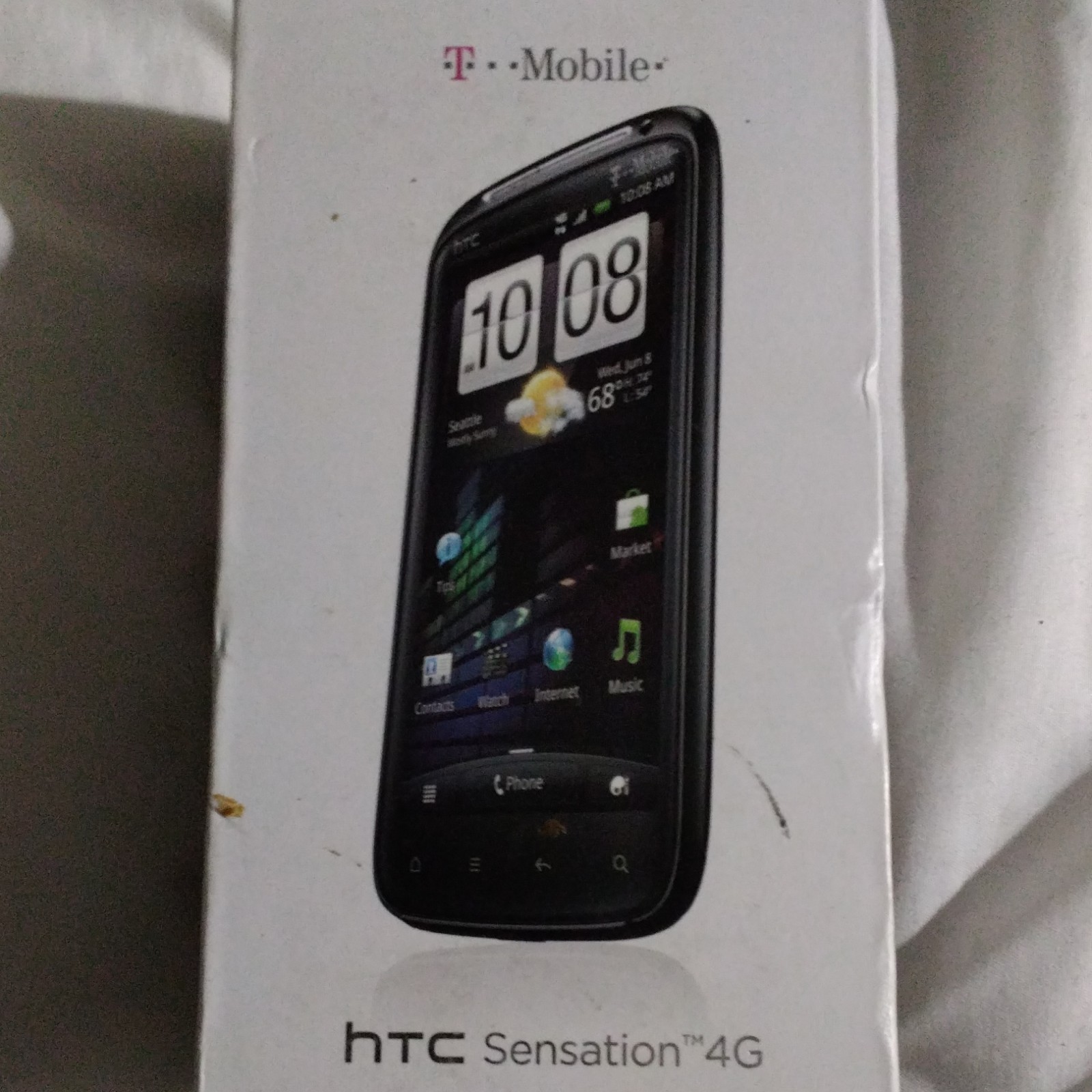 HTC Sensation 4G Black 4GB Android T-Mobile 4G Wi-Fi Dual Core 8MP w/ Box