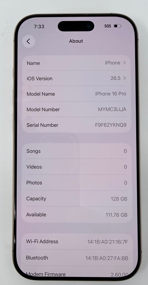 Iphone 16 Pro 128GB Desert Titanium A3083