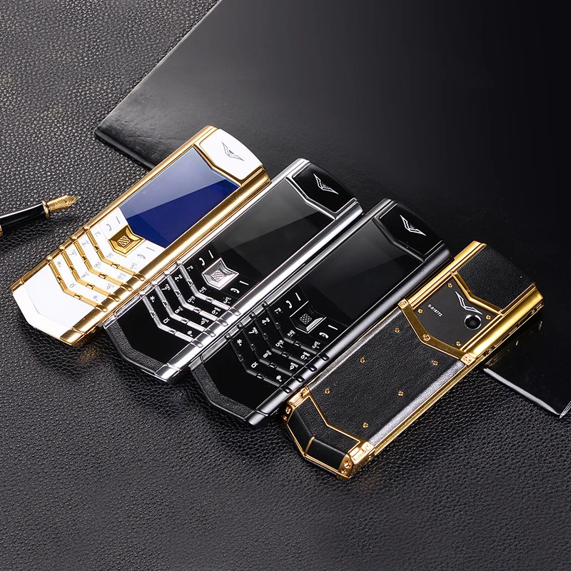 Classic Senior Mobile Phone Elegant Metal Signature Handmade Cellphone Dual SIM