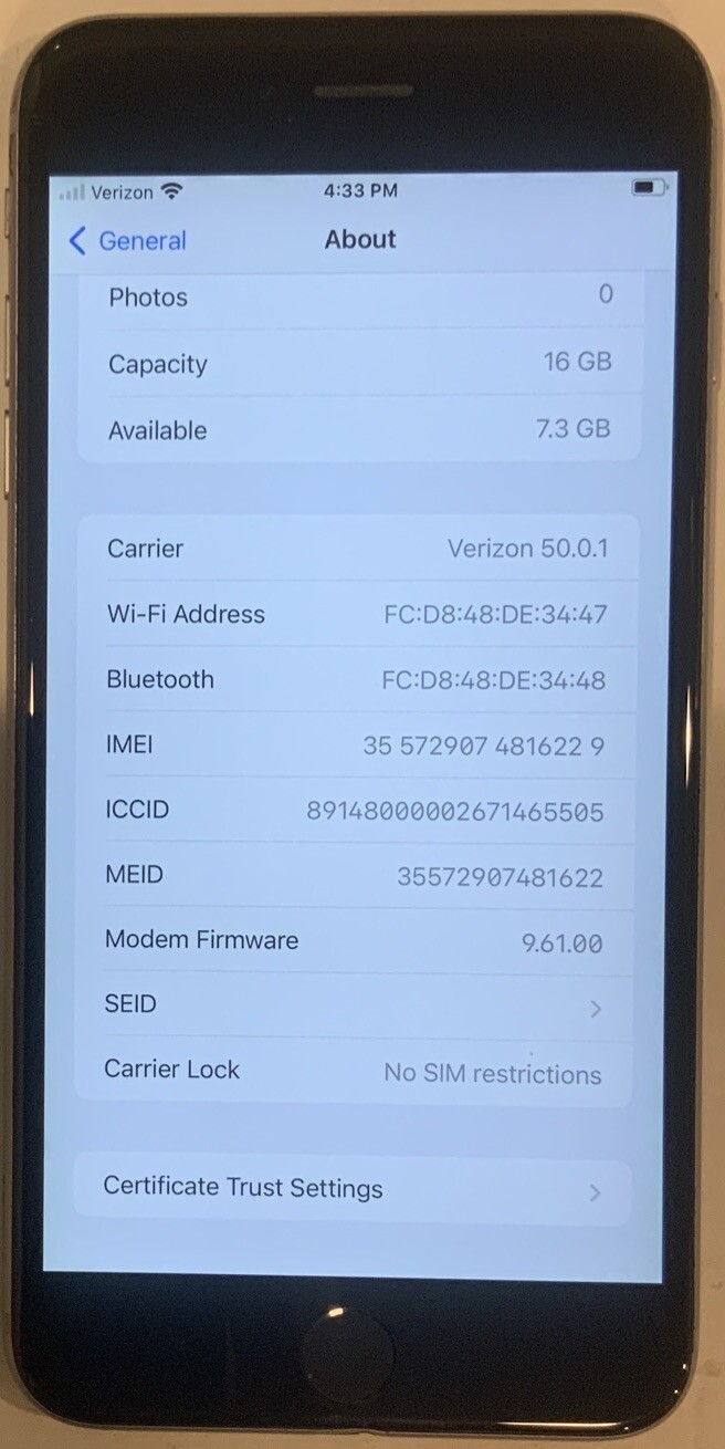 TESTED GSM UNLOCKED SPACE GRAY iPhone 6S PLUS, 16GB A1687 MKU12LL/A iOS 15.8.3