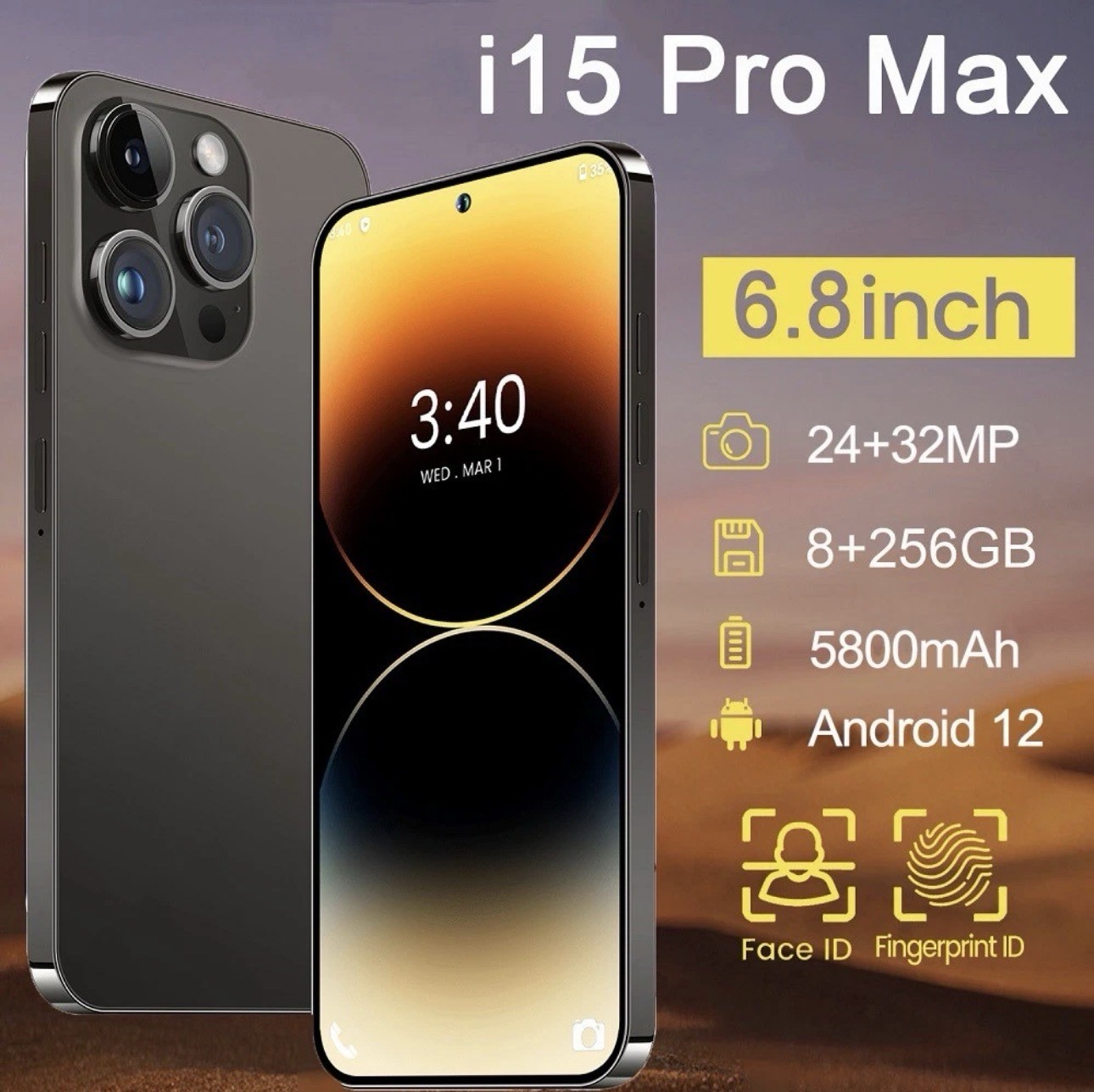 I15 Pro Max Unlocked Smartphone 256GB Android Dual SIM 4G Cheap Cell Phone Mobil