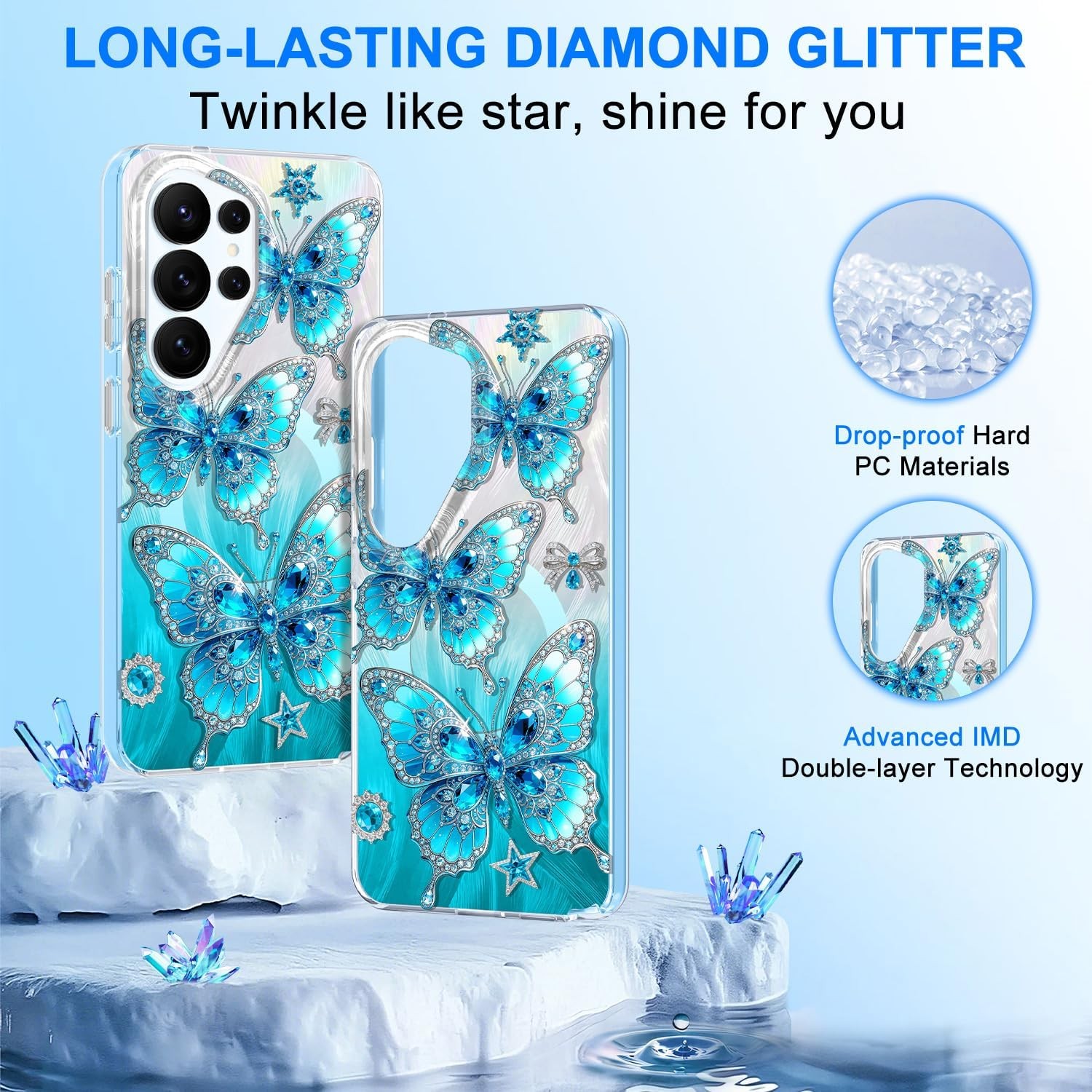 Case & Soft TPU Bumper for Samsung Galaxy S26 Ultra with Magnetic Ring Mist Blue