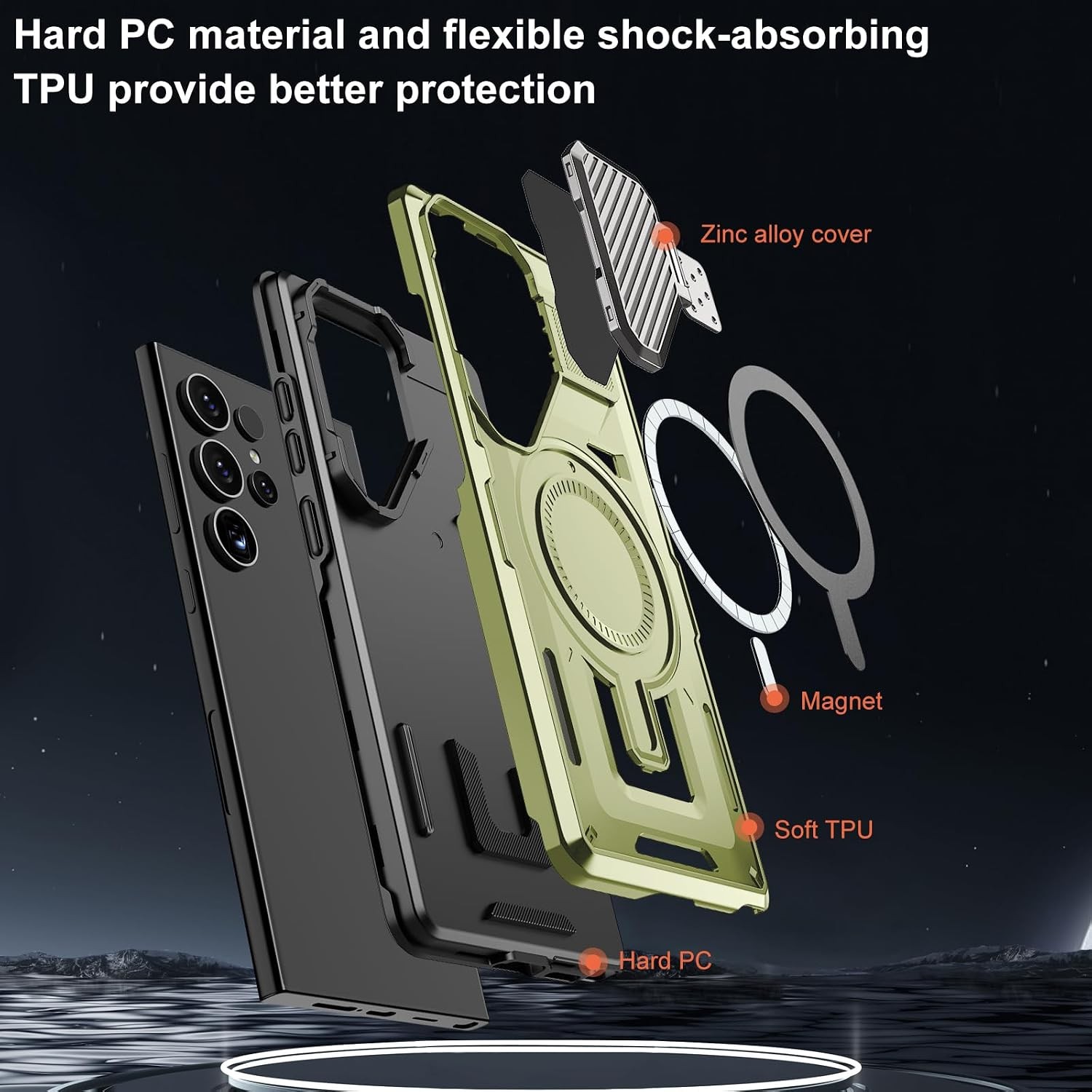 Heavy Duty Shockproof Case for Galaxy S25 Ultra with Kickstand, Military Grade
