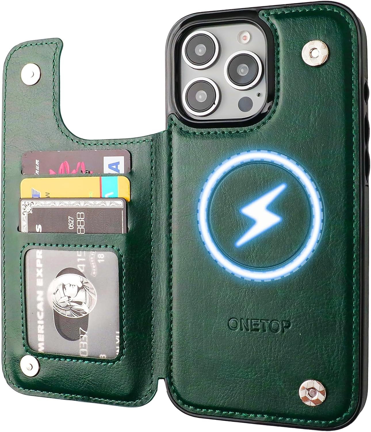 iPhone 16 Pro Max Wallet Case with Card Holder, PU Leather Kickstand RFID Blocki