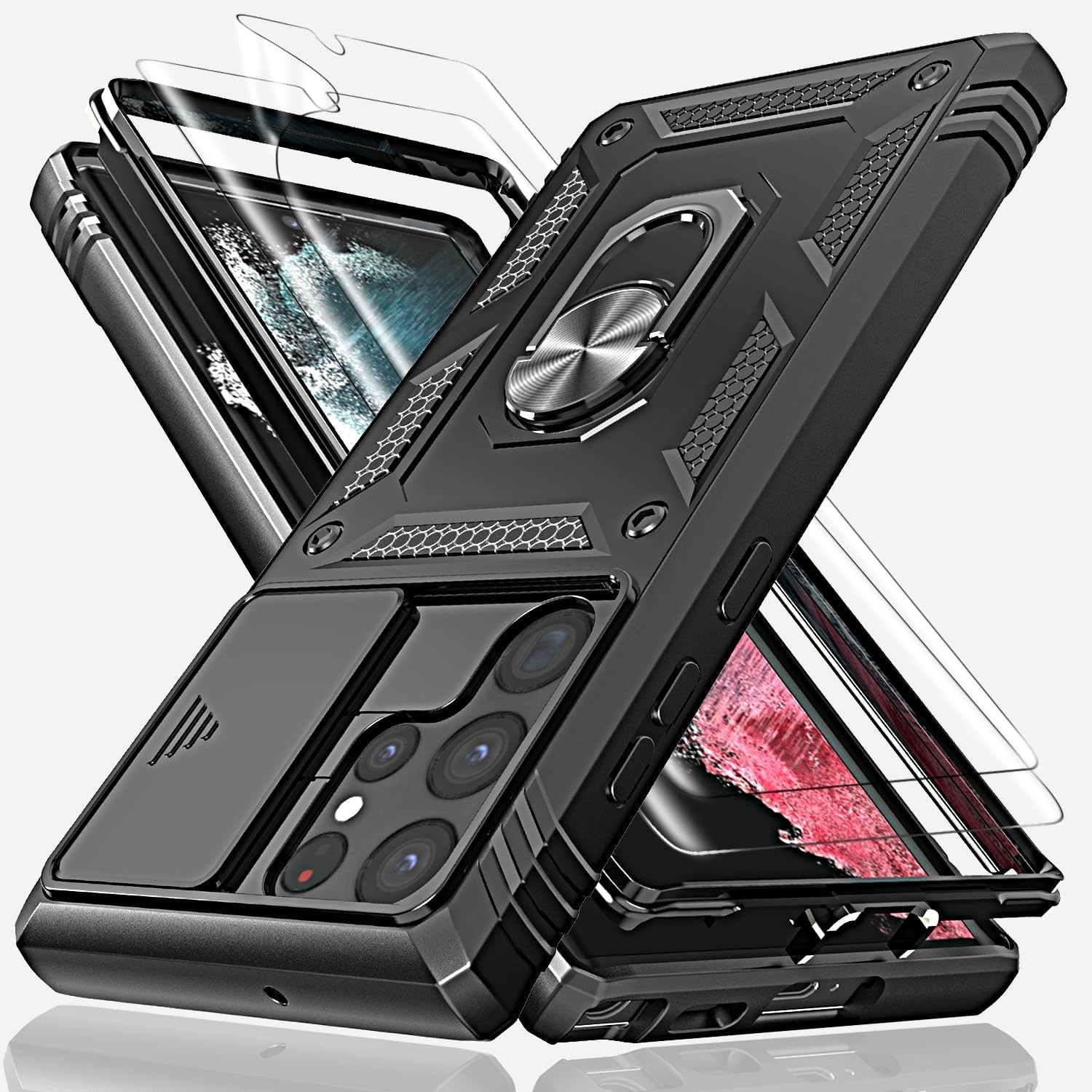 For Samsung Galaxy S22 Ultra 6.8 Inch Case Military Grade Screen Protector 2Pack