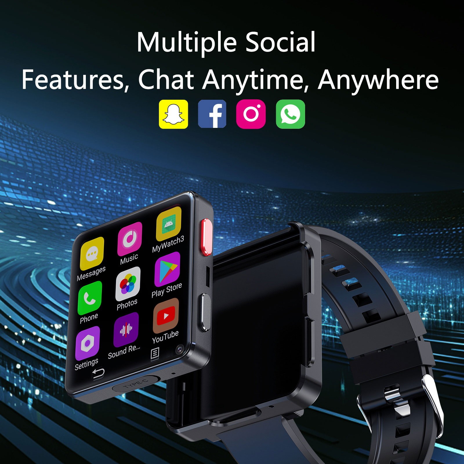 2.64″ Larger Screen 4G Smart Watch Android 11 Dual Camera WIFI GPS 4+64GB