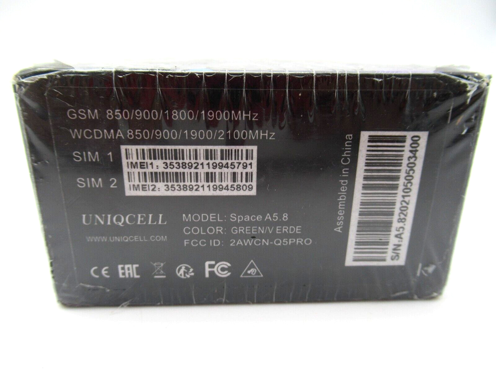 UNIQCELL Space A5.8 Green 5.8″ Screen, 16GB, 4Core, 64Bit CPU, SEALED BRAND NEW