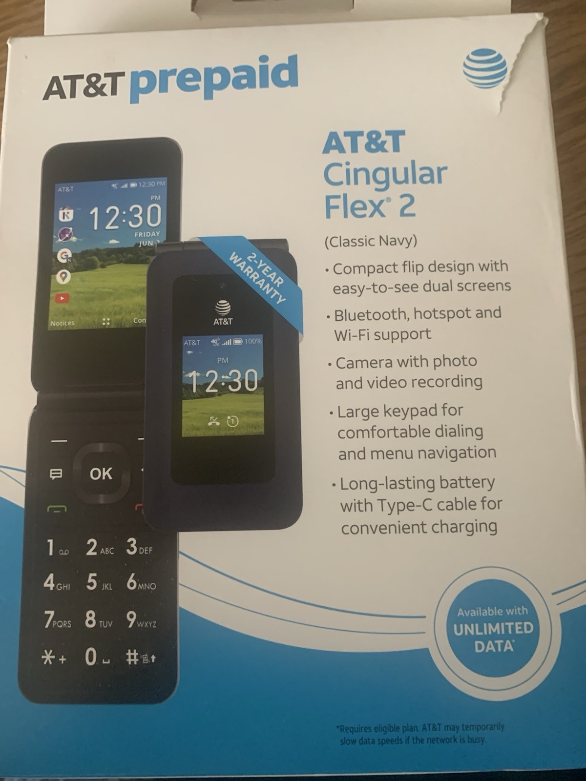 AT&T – Cingular Flex 2 Flip Phone Large Keypad 4G LTE – New in Box