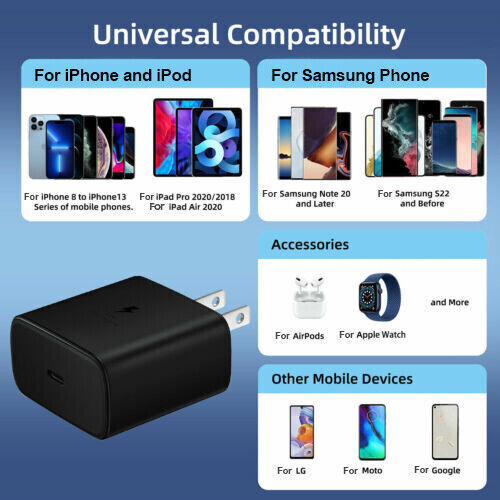 65W Type C Super Fast Wall PD Charger+ Cable For Samsung Galaxy S24 S23 S22 NOTE
