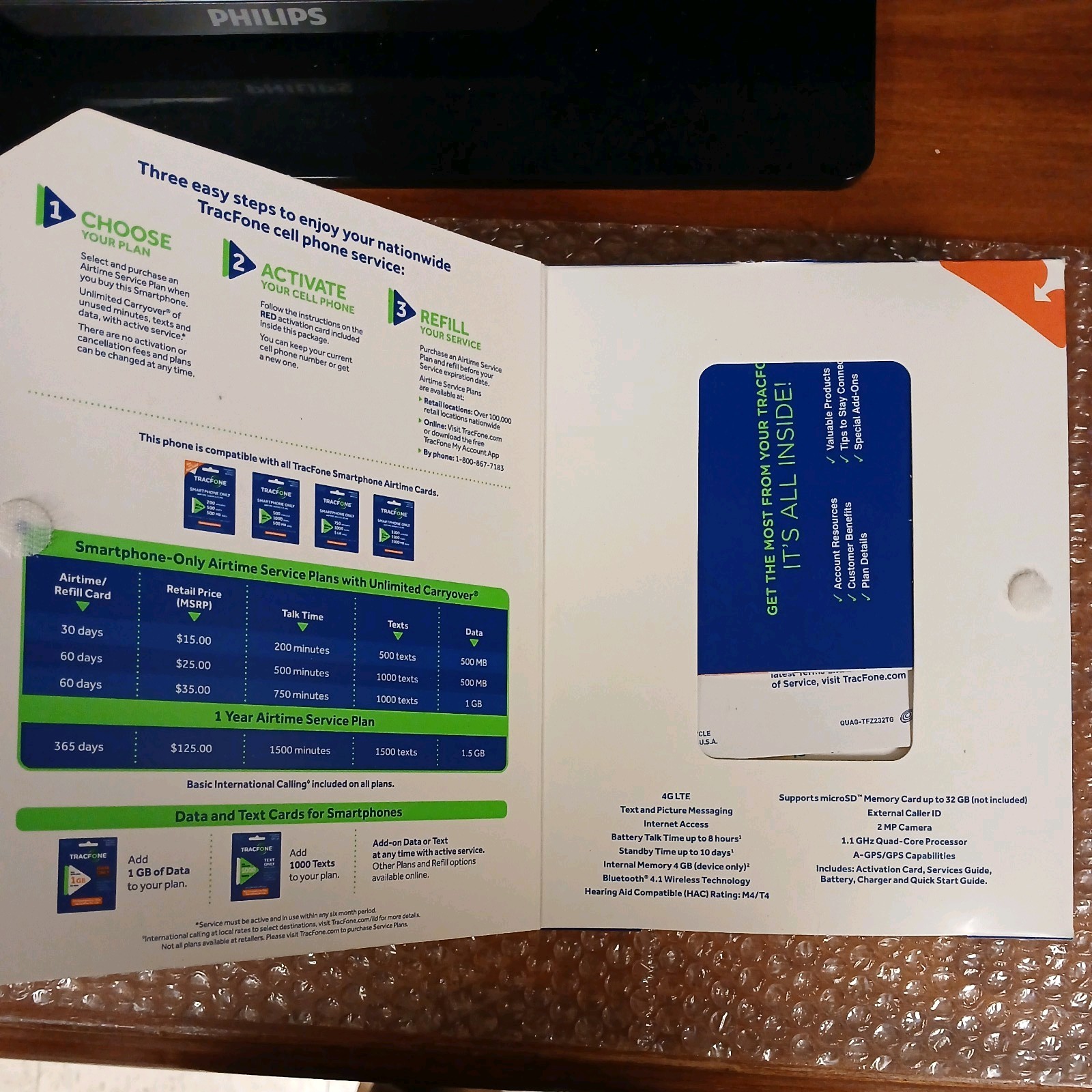 TRACFONE Z232TL Black & Gray 4G LTE Flip Cell Phone Open Box