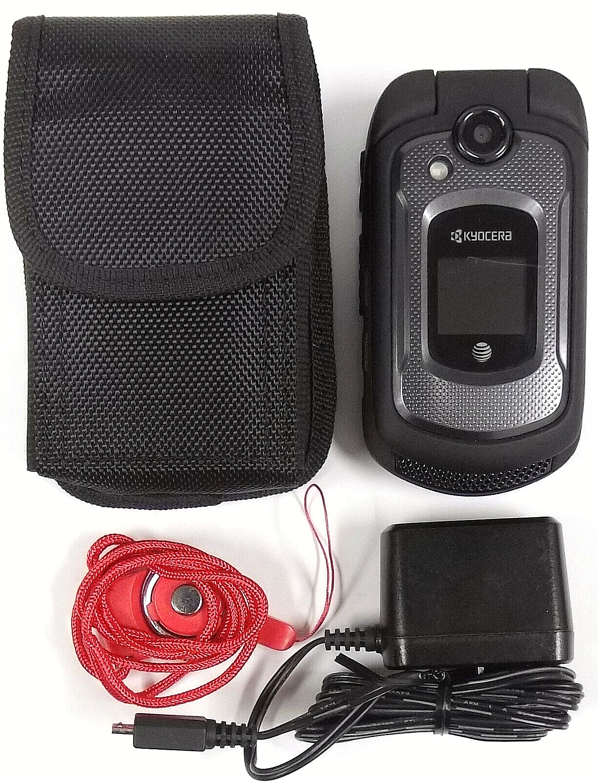 Kyocera DuraXE E4710 – Black and Gray ( AT&T ) 4G LTE Flip Smartphone – Bundled