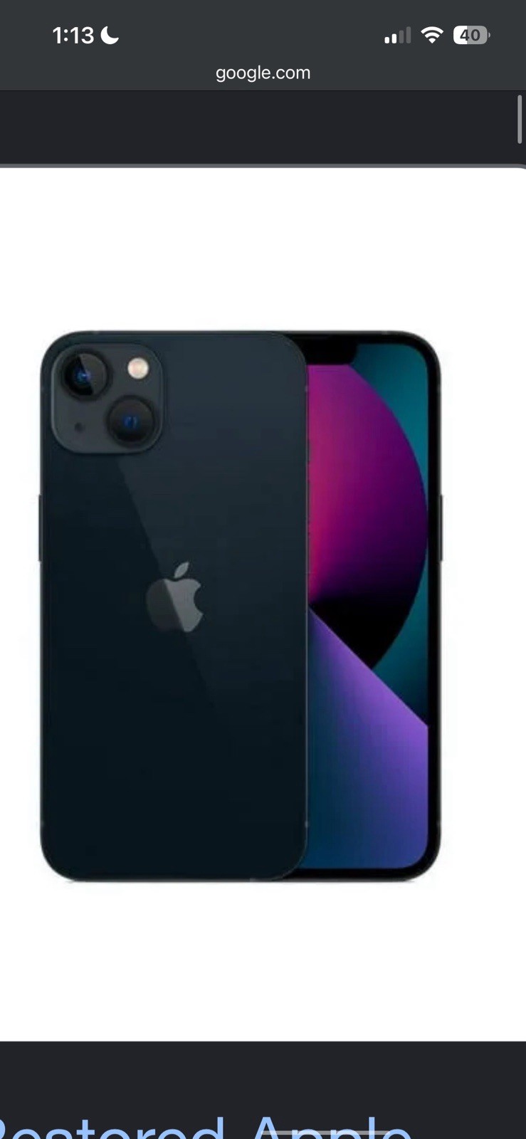 Apple iPhone 13, Midnight Black, 128GB