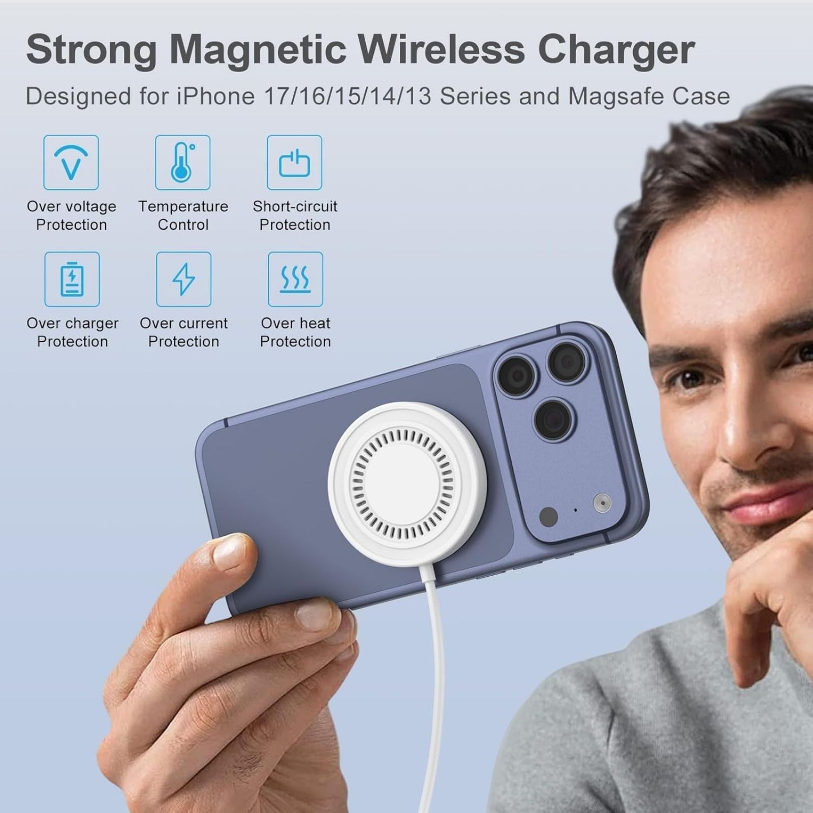 15W Wireless Fast Charger Pad for Samsung Galaxy S26+ S26 S25 4FT