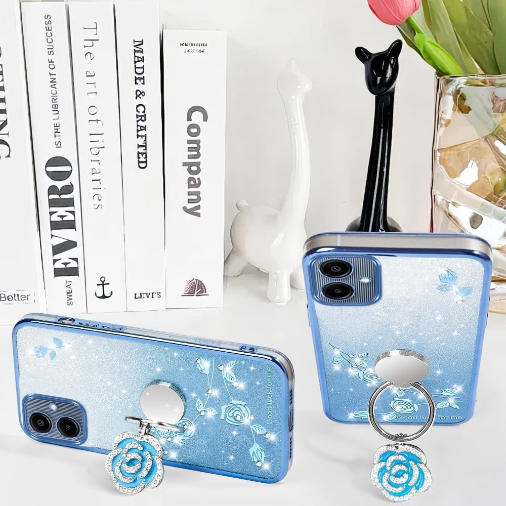 Samsung Galaxy A06 4G Case, Cute Soft Slim Cover with Ring Stand Strap Lanyard