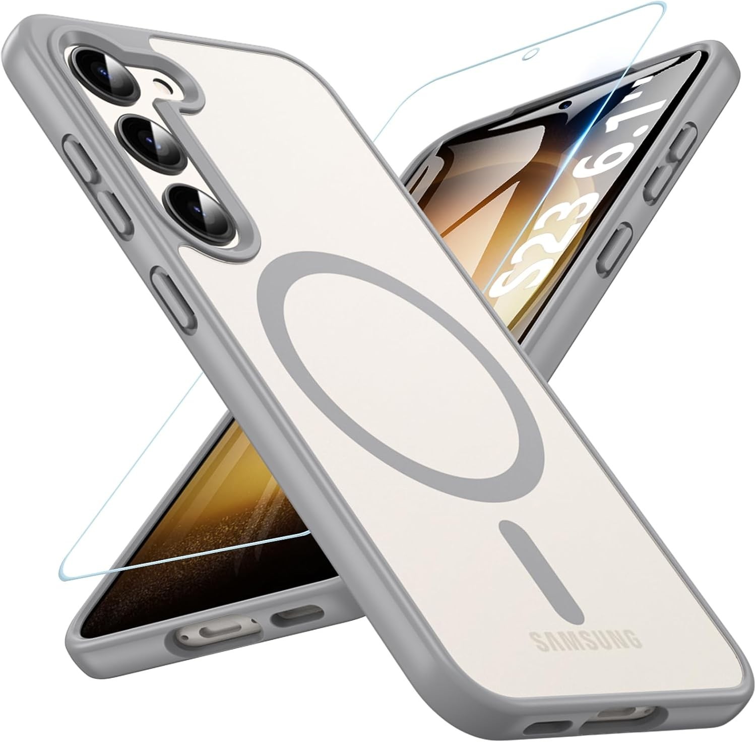 For Samsung Galaxy S23 Case 6.1″ Magnetic Case,Carbon Fiber Protective Bumper