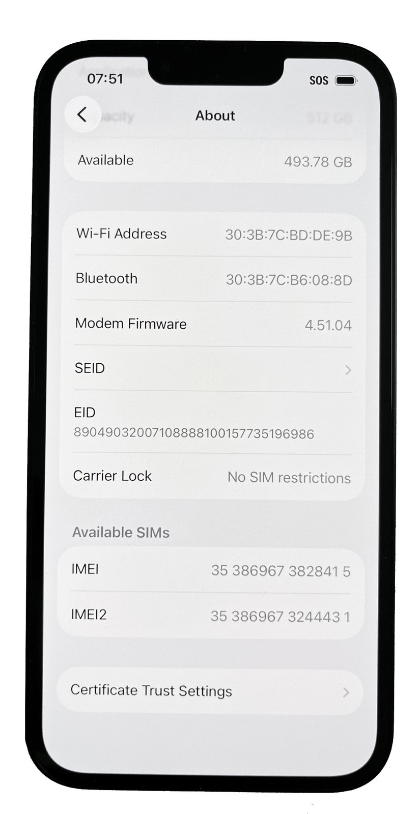 Apple iPhone 14 – 512GB Midnight Black【Full Factory Unlocked】Carries e-sim only