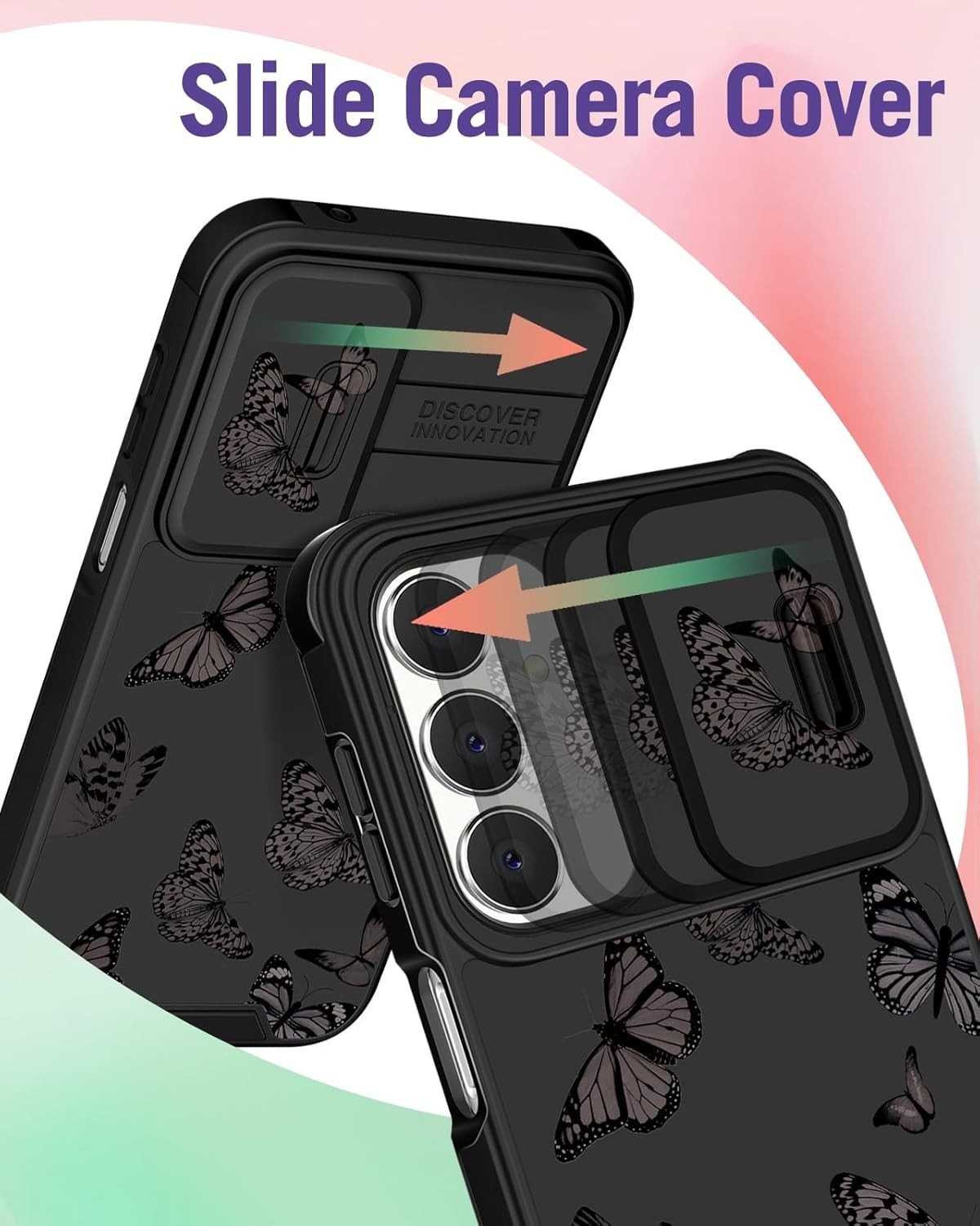 2in1 for Samsung Galaxy A15 5G Case – Cute Aesthetic Black Butterfly Design Cove