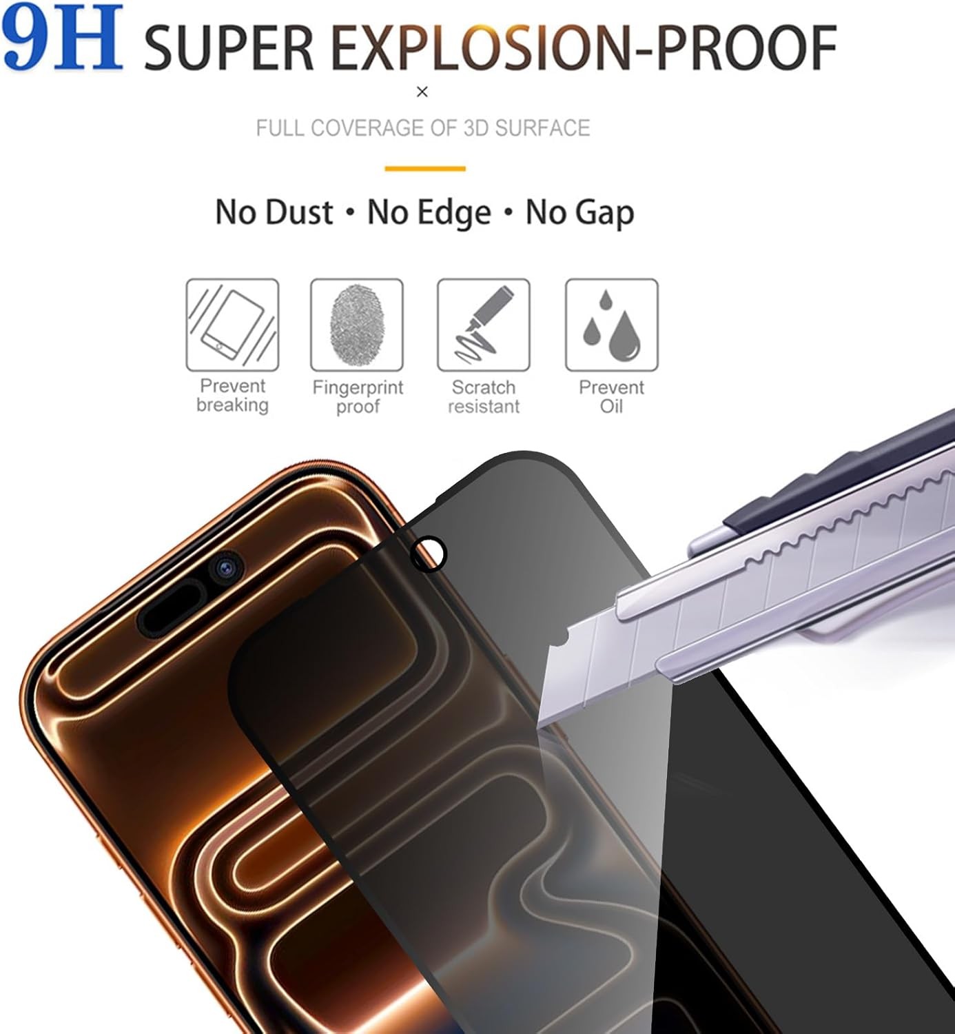 3PCS Privacy Screen Protector for iPhone 17 Pro 9H Anti-Spy Tempered Glass