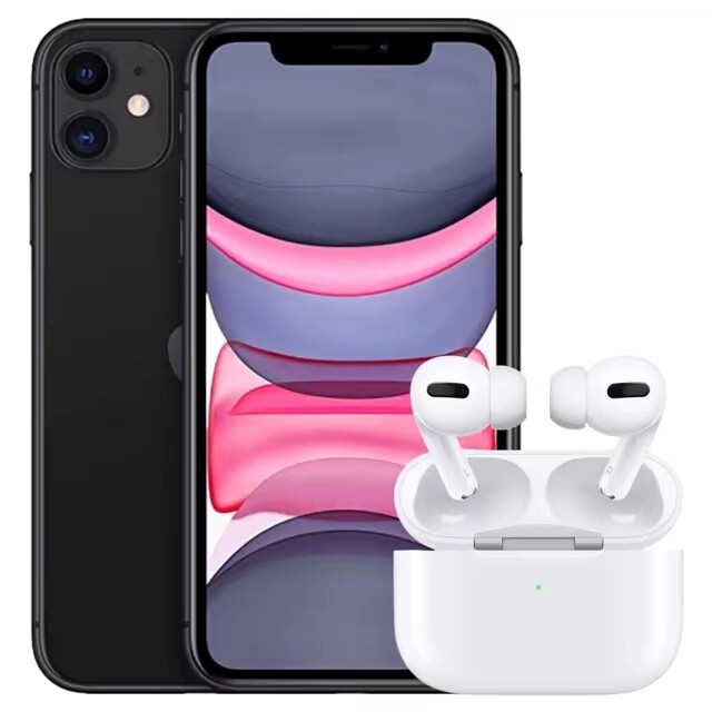 Apple iPhone 11 + Airpods Pro – 64GB – Black – Fully Unlocked (CDMA + GSM)