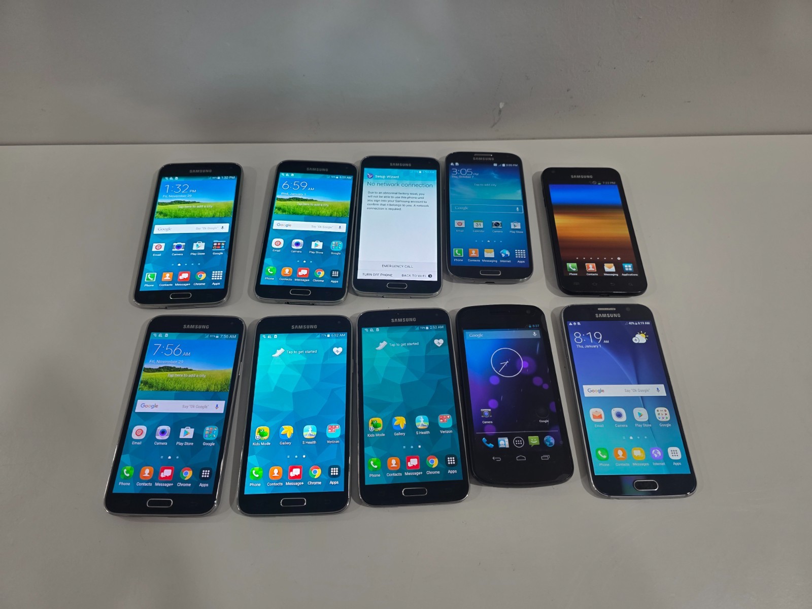 Lot of 10 Samsung Galaxy Smartphones S2/S4/S5/S6/Nexus AS-IS Wiped LTE