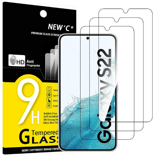 Samsung Galaxy S22 Screen Protector Tempered Glass Bubble Free 3Pac Anti Scratch