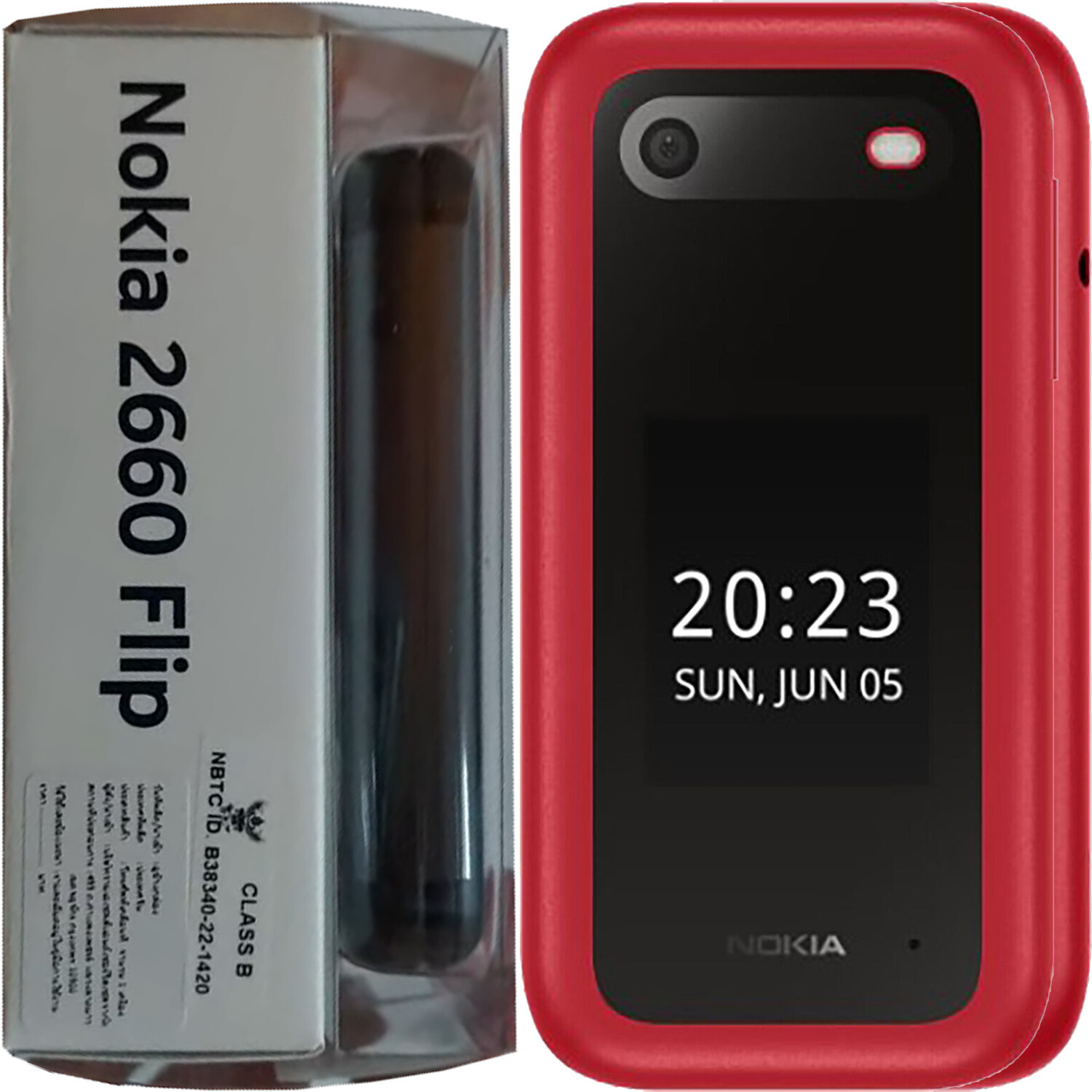 NEW Nokia 2660 Flip 4G Red 128MB + 48MB Dual-SIM Factory Unlocked GSM Cellphone