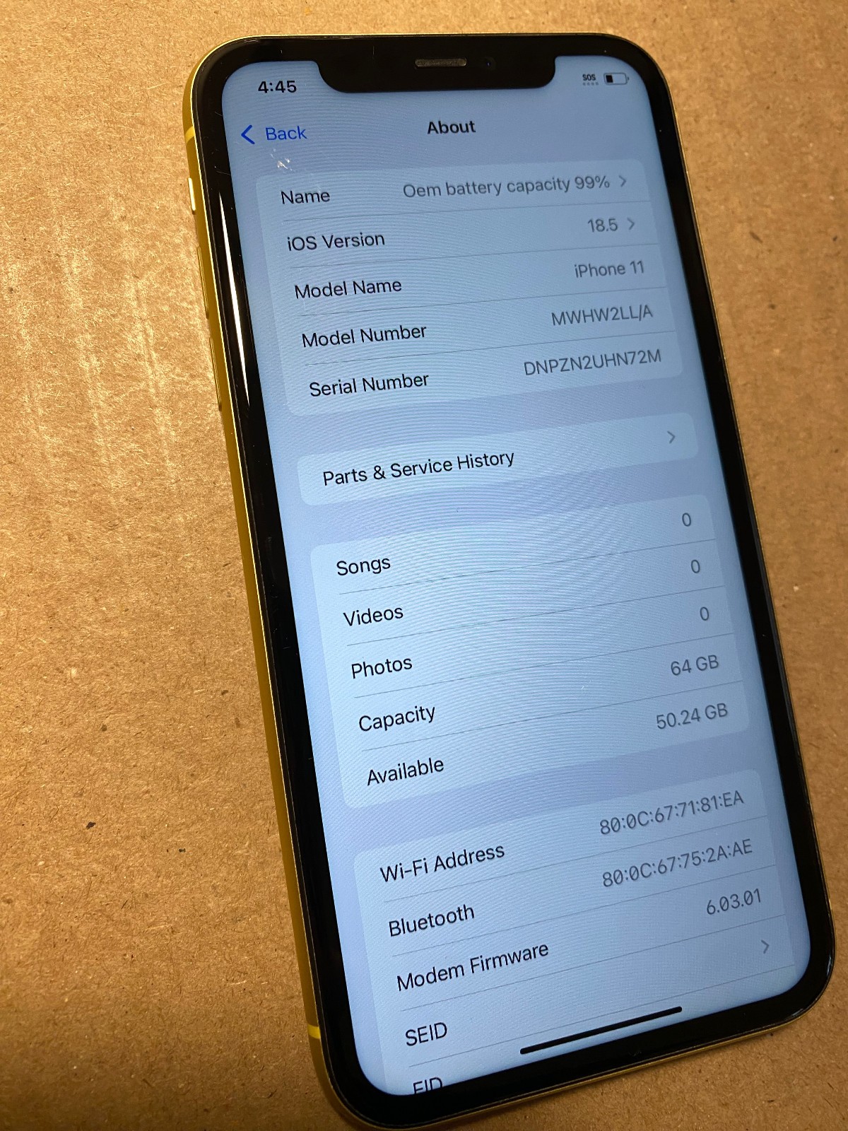 Apple iPhone 11 64GB Yellow Unlocked A2111 READ