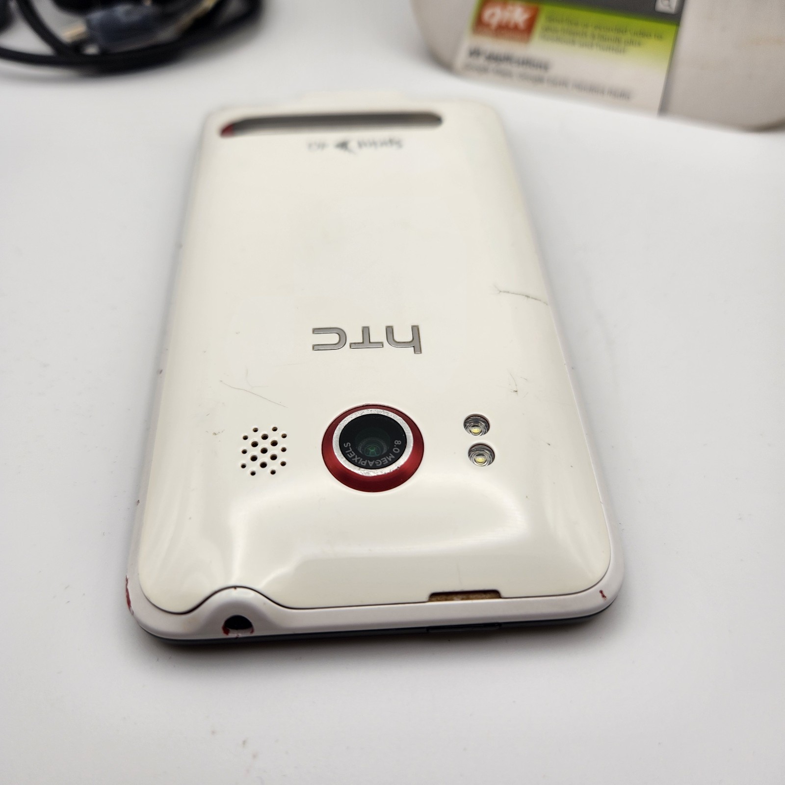 HTC Evo 4G – White (Sprint) Tested Works With All Paper Work And Box No SD Card
