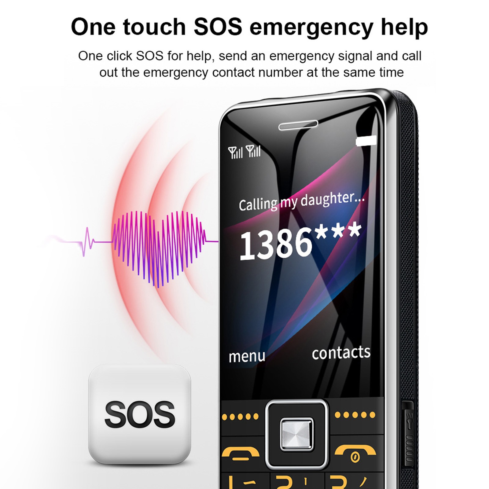 Big Button Cell Phone 2.4in Screen GSM Network 3 Card Slot Video Blutooth FM