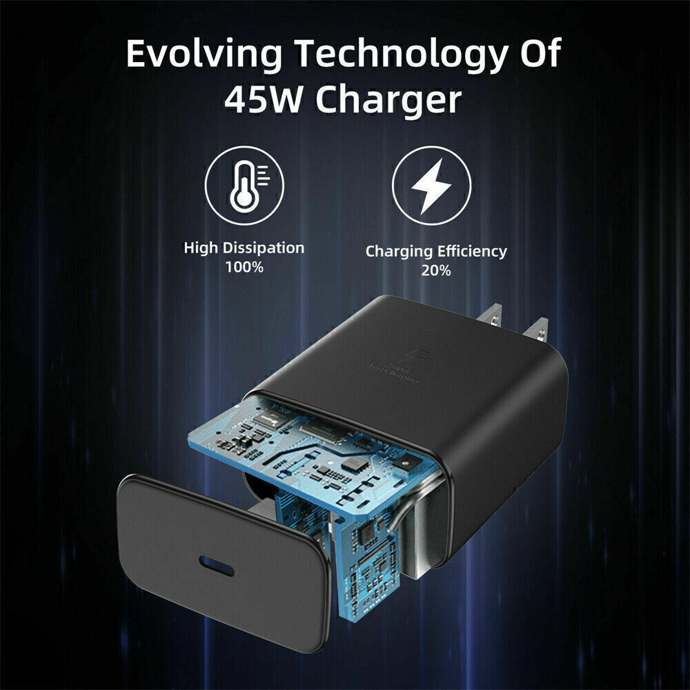 45W USB Type C Super Fast Wall PD Charger +6ft Cable For Samsung S22 S23 + Ultra