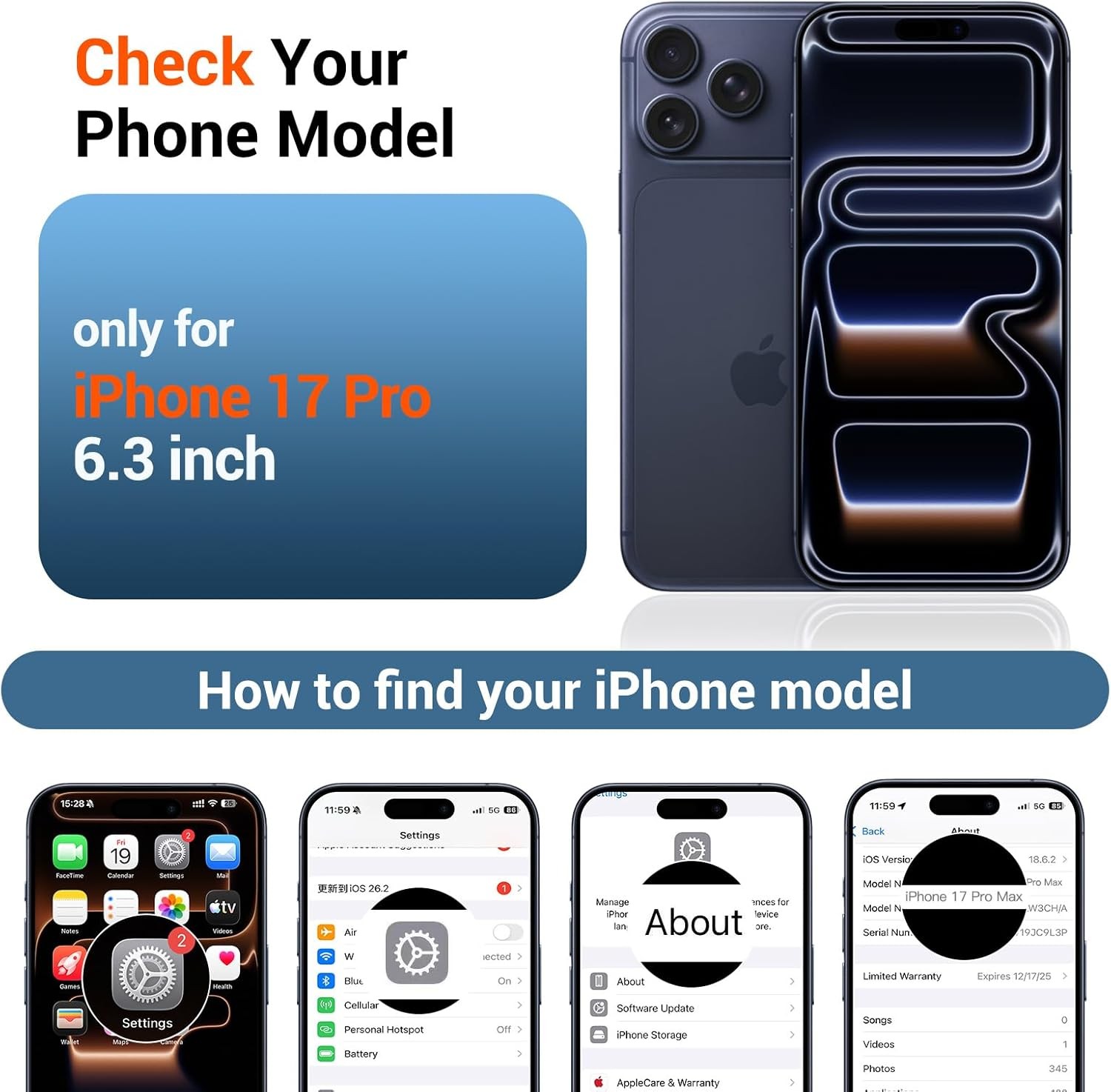 Magnetic for iPhone 17 Pro Case with Built-in Invisible Kickstand, Deep Blue