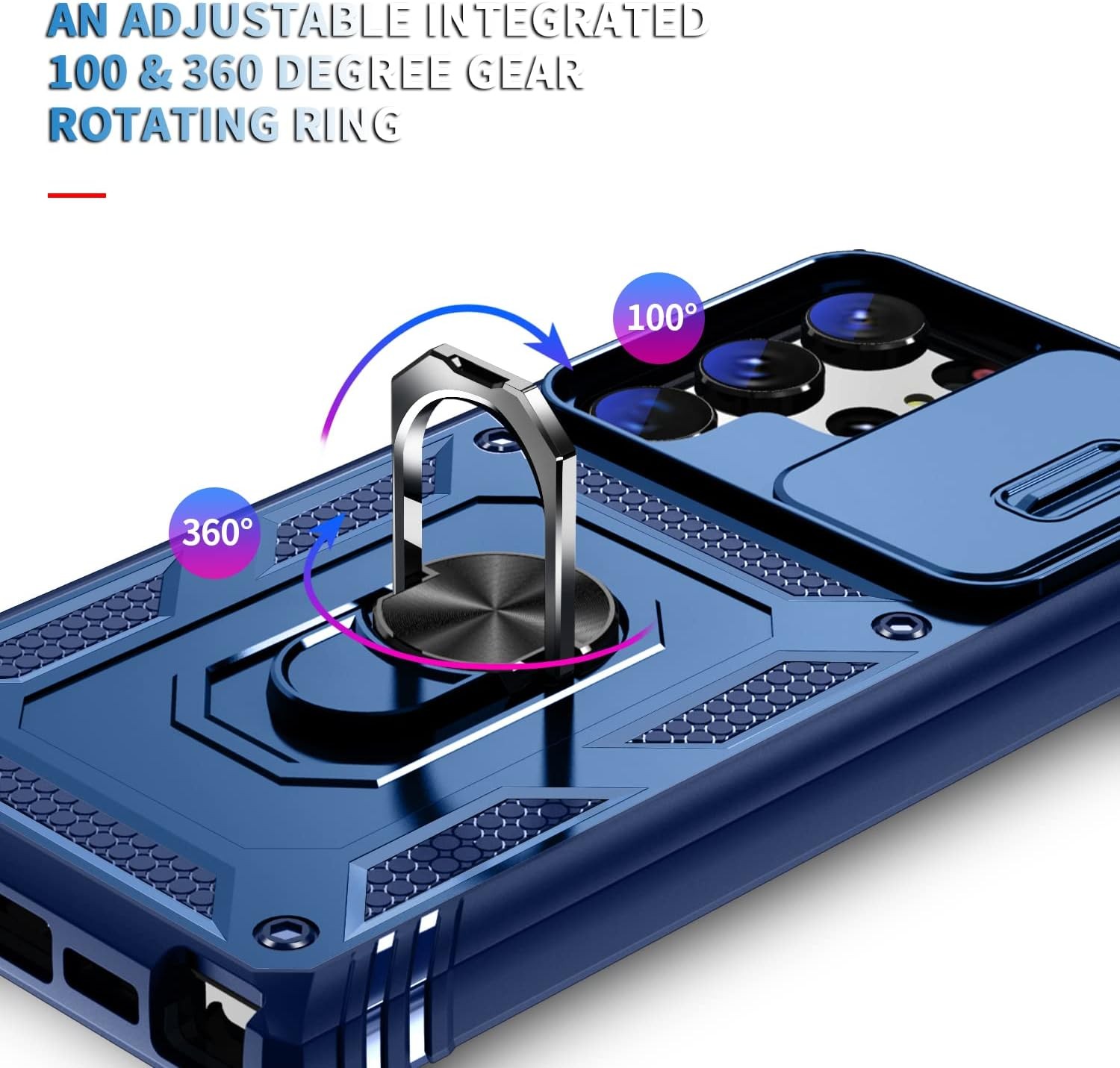 Case & Slide Camera Cover for Samsung Galaxy S24 Ultra 6.8 Inch Military Grade P
