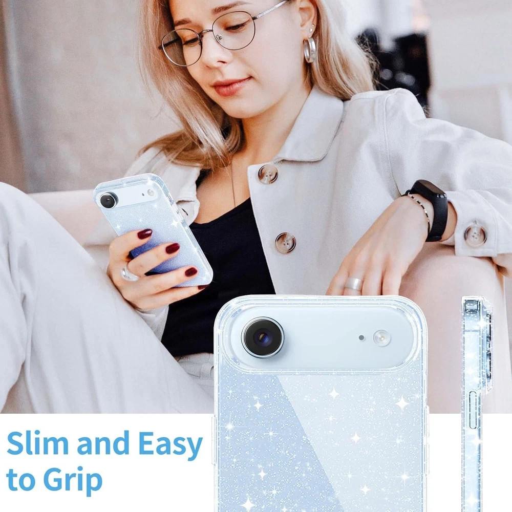 iPhone Air Case Clear Glitter, Sparkle Soft TPU Transparent Shockproof Slim Blin