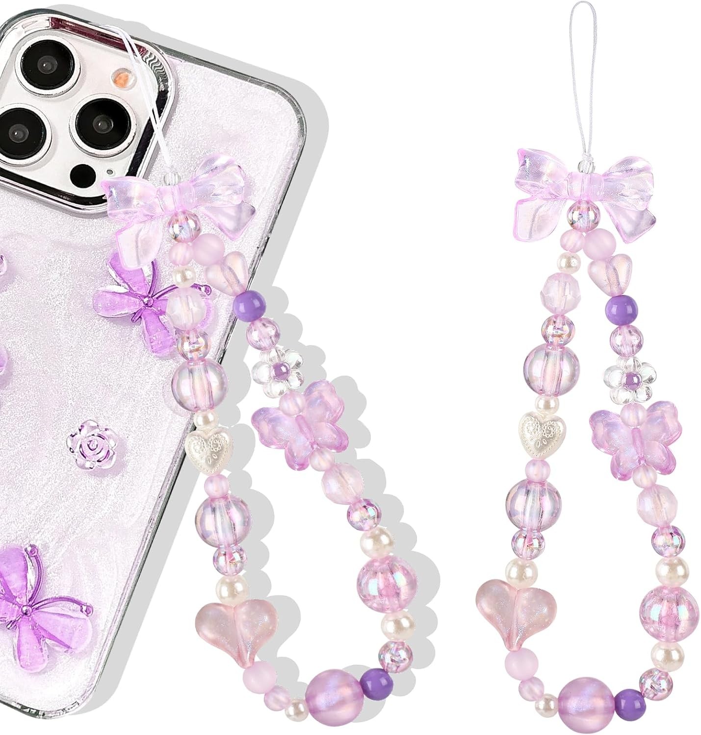 Pink Bow Strawberry Cherry Charm Strap Universal Lanyard Chain String for Phone