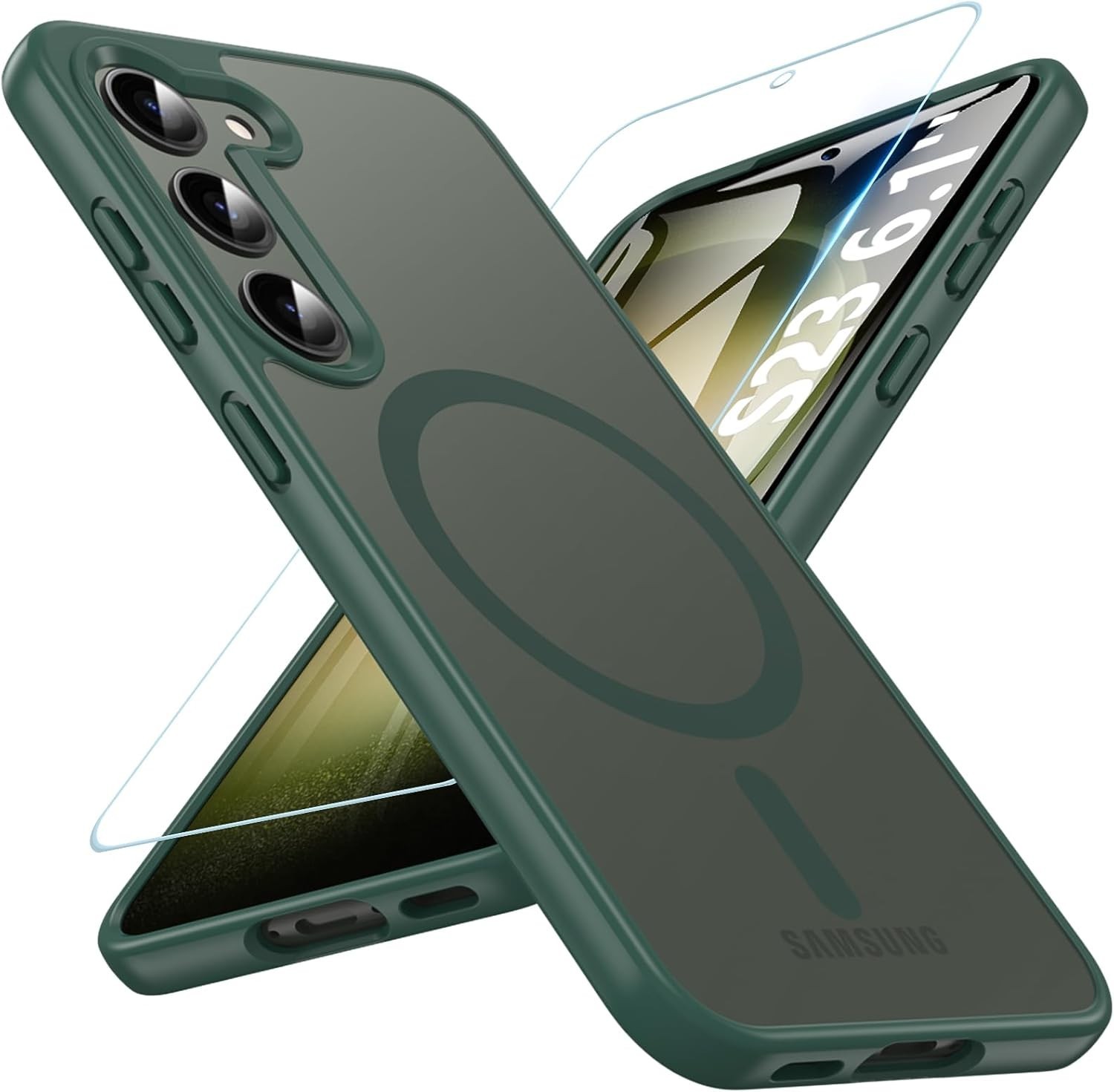 For Samsung Galaxy S23 Case 6.1″ Magnetic Case,Carbon Fiber Protective Bumper