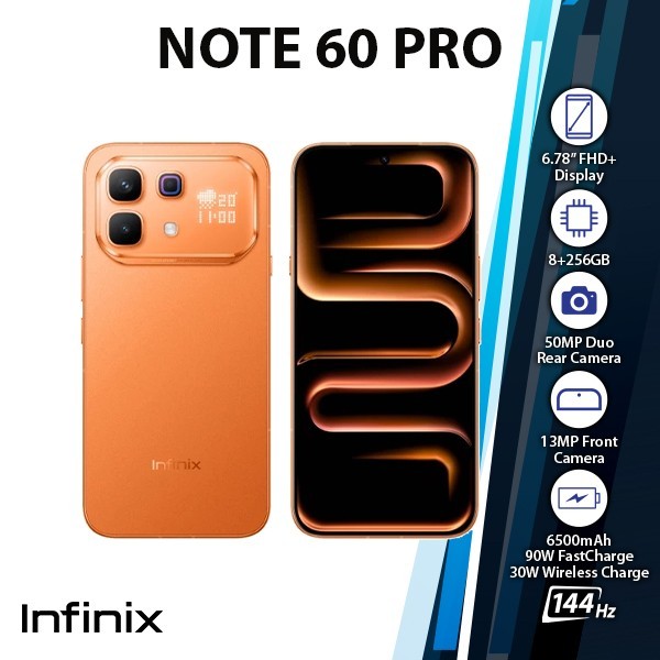 Infinix Note 60 Pro 5G Android Cell Phone (ORANGE/8GB+256GB/Dual SIM/Unlocked)
