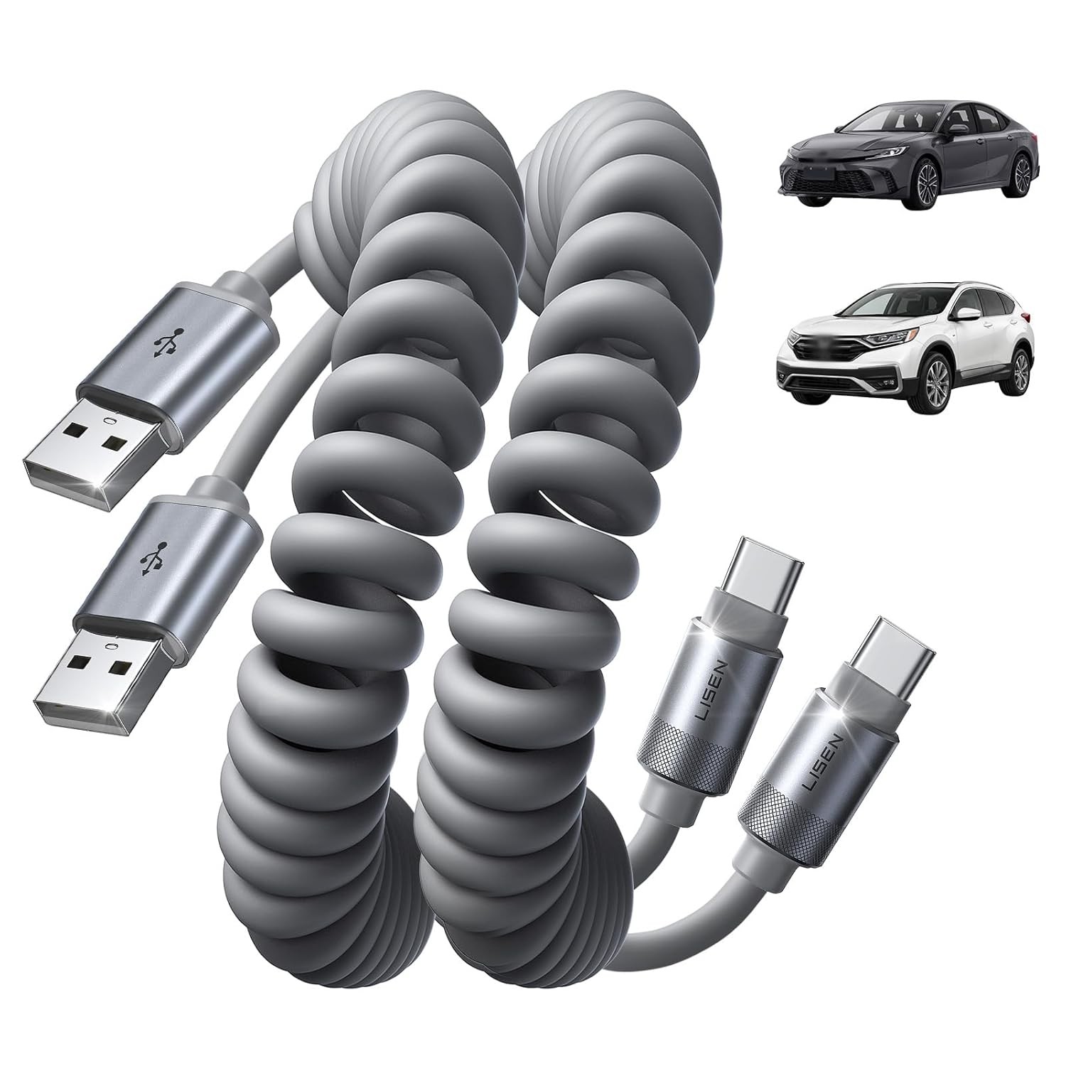 USB A to USB C Cable, Durable Short USB to C Cable 2 Pack for Android Auto & Car