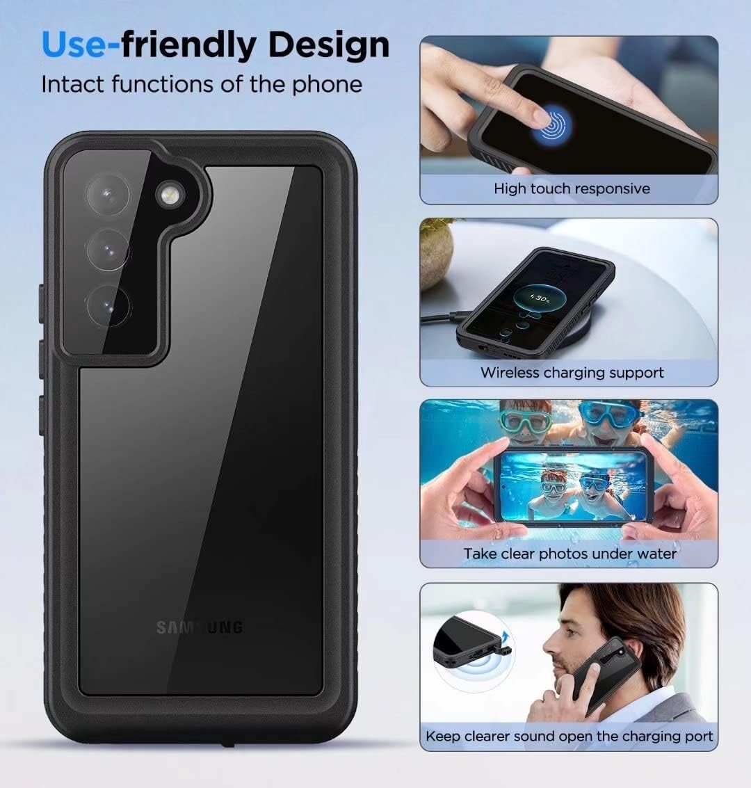 For Samsung Galaxy S22 Case,Waterproof Samsung S22 Case,Built-in Screen Protecto