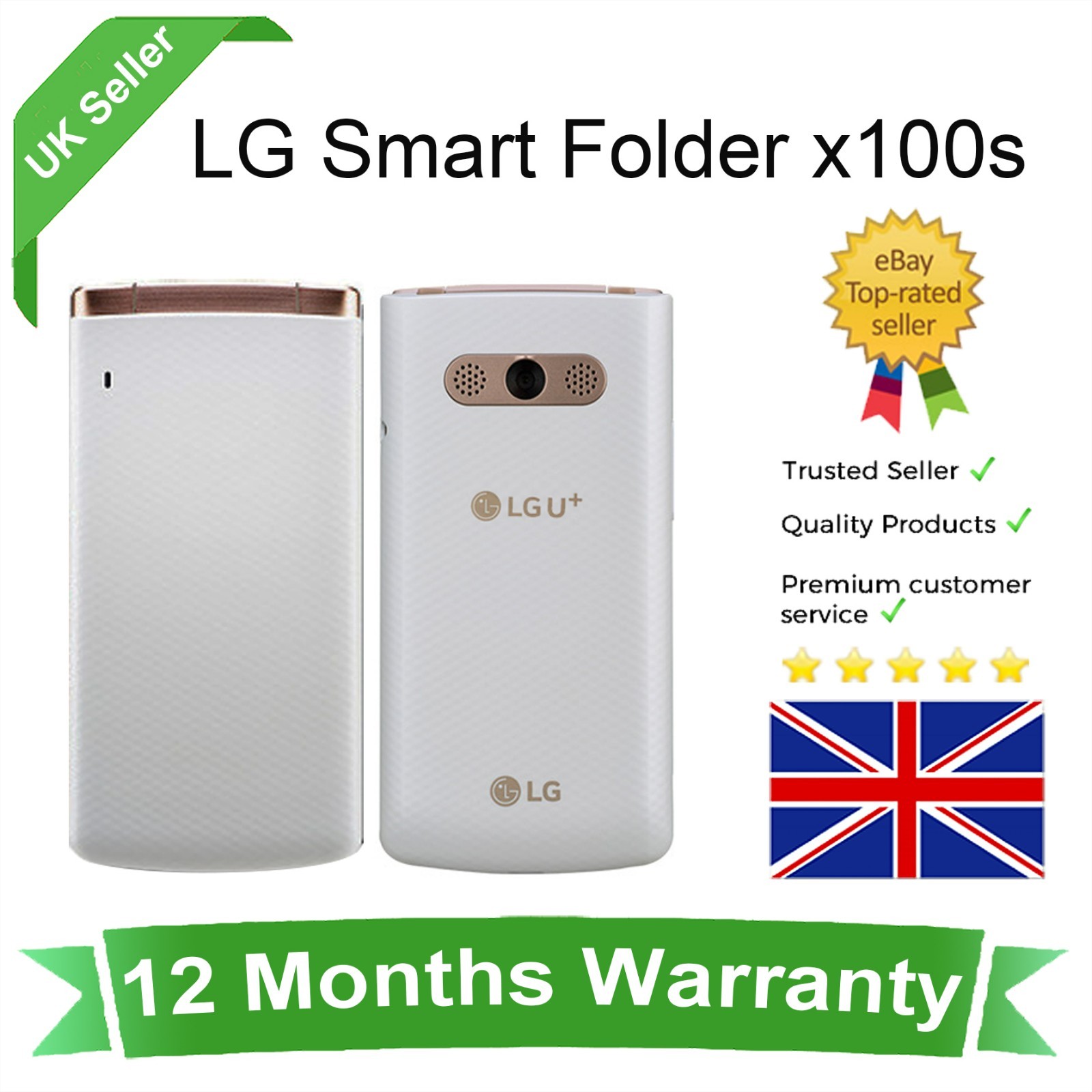 LG X100 Smart Folder White Unlocked 4G Android Flip Phone 16GB 3.3″ Clamshell