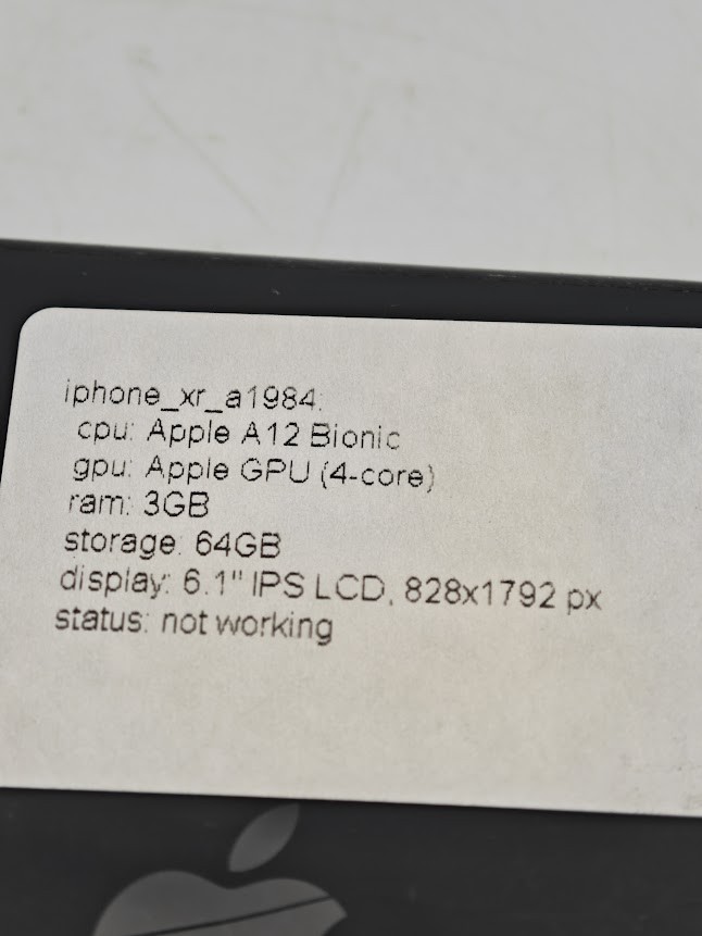Apple A12 Bionic iPhone XR A1984 64GB Ram 3GB – Not Working For Parts